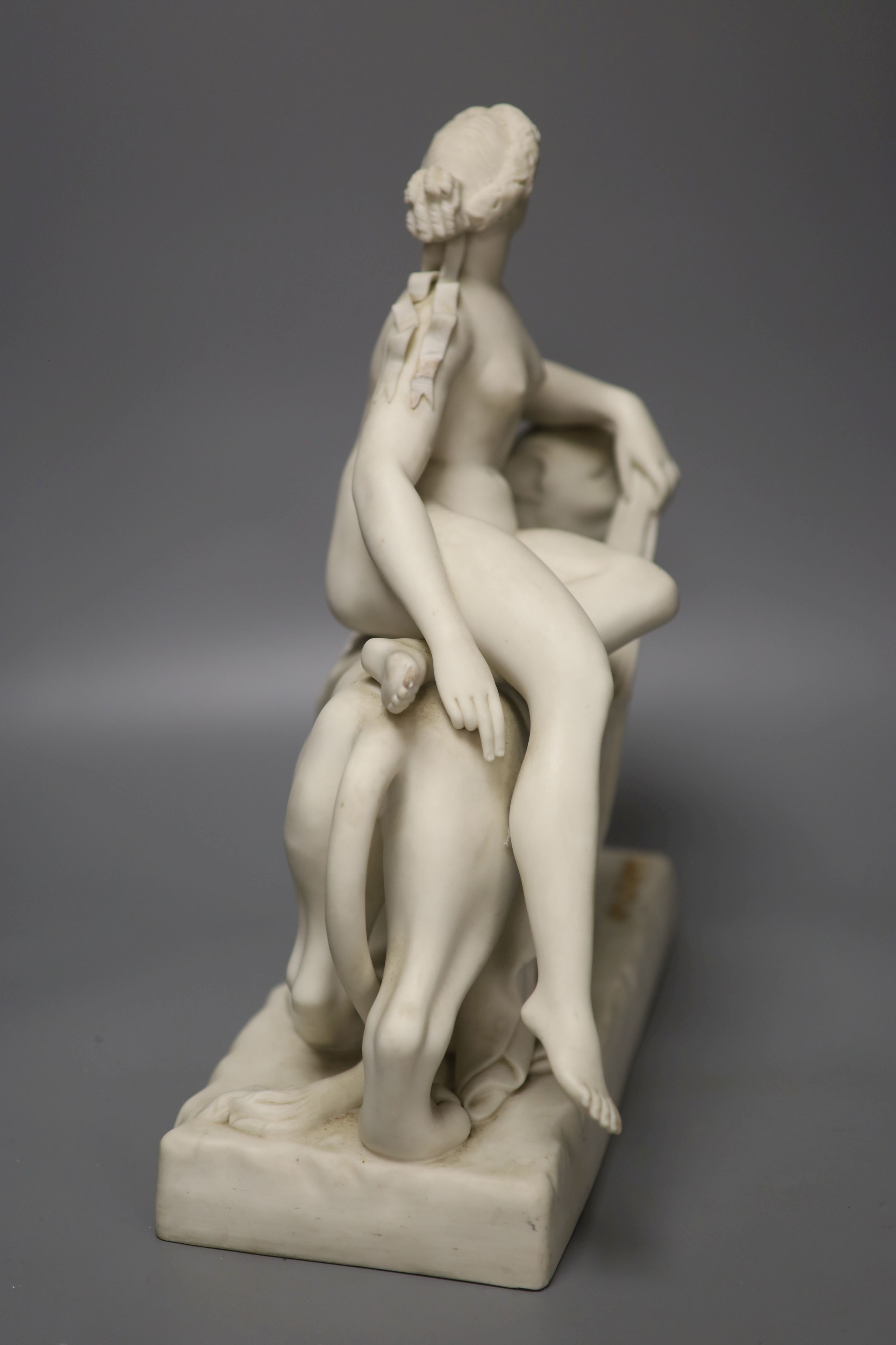 A Minton parianware figure of Ariadne and the panther, height 37cm